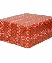 Inpakpapier cadeaupapier rood roze gouden kruisjes 200 x 70 cm