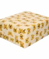 Inpakpapier cadeaupapier vlinder 200 x 70 cm beige geel