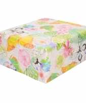 Inpakpapier cadeaupapier waterverf bloemen vlinders 200 x 70 cm