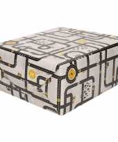 Inpakpapier cadeaupapier wegen speelkleed 200 x 70 cm grijs geel
