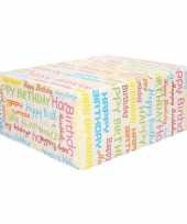 Inpakpapier cadeaupapier wit met happy birthday 200 x 70 cm 10233417