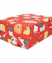 Inpakpapier rood circusdieren 200 x 70 cm op rol