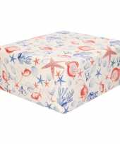 Rollen inpakpapier cadeaupapier wit met zee figuren 200 x 70 cm